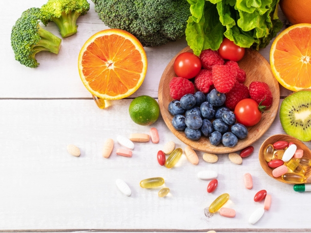 top-view-fresh-fruits-vegetables-with-different-medicine-wooden-spoon